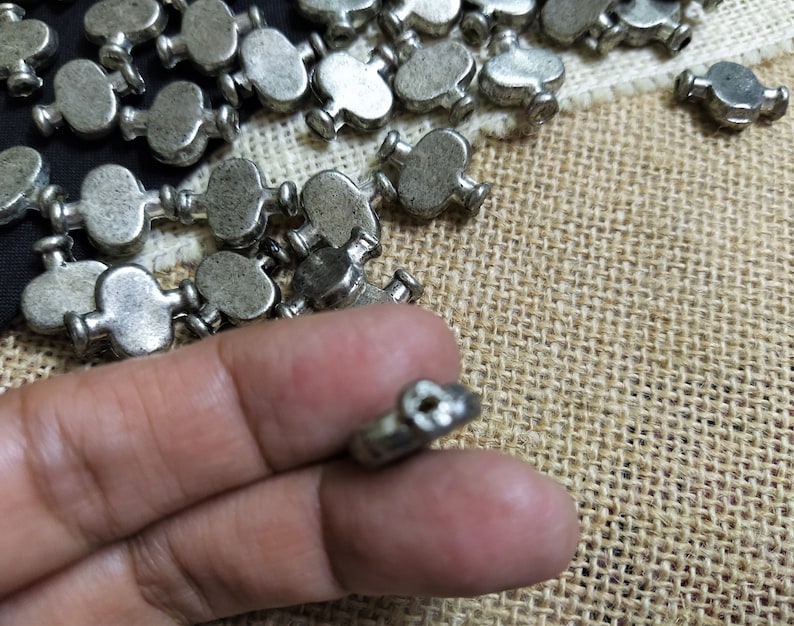 Indian Spacer Beads Antique Silver Metal Tube Beads Ethnic Tribal Jewelry Supplies 30 pcs Boho DIY