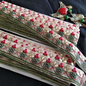 Indian Lace, Sewing Zari Trim, Wholesale Craft Ribbon, Sari Border, Organza Bridal Fabric Lace, Gota Border Trim - 9 yards
