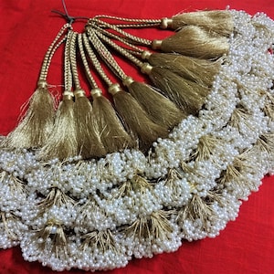 Beaded Tassel, Long Tassel, Pearl Tassel, Bridal Tassel, Decorative Zari Tassel, Saree Blouse Tassel, Indian Tassel, Latkans - set of 2