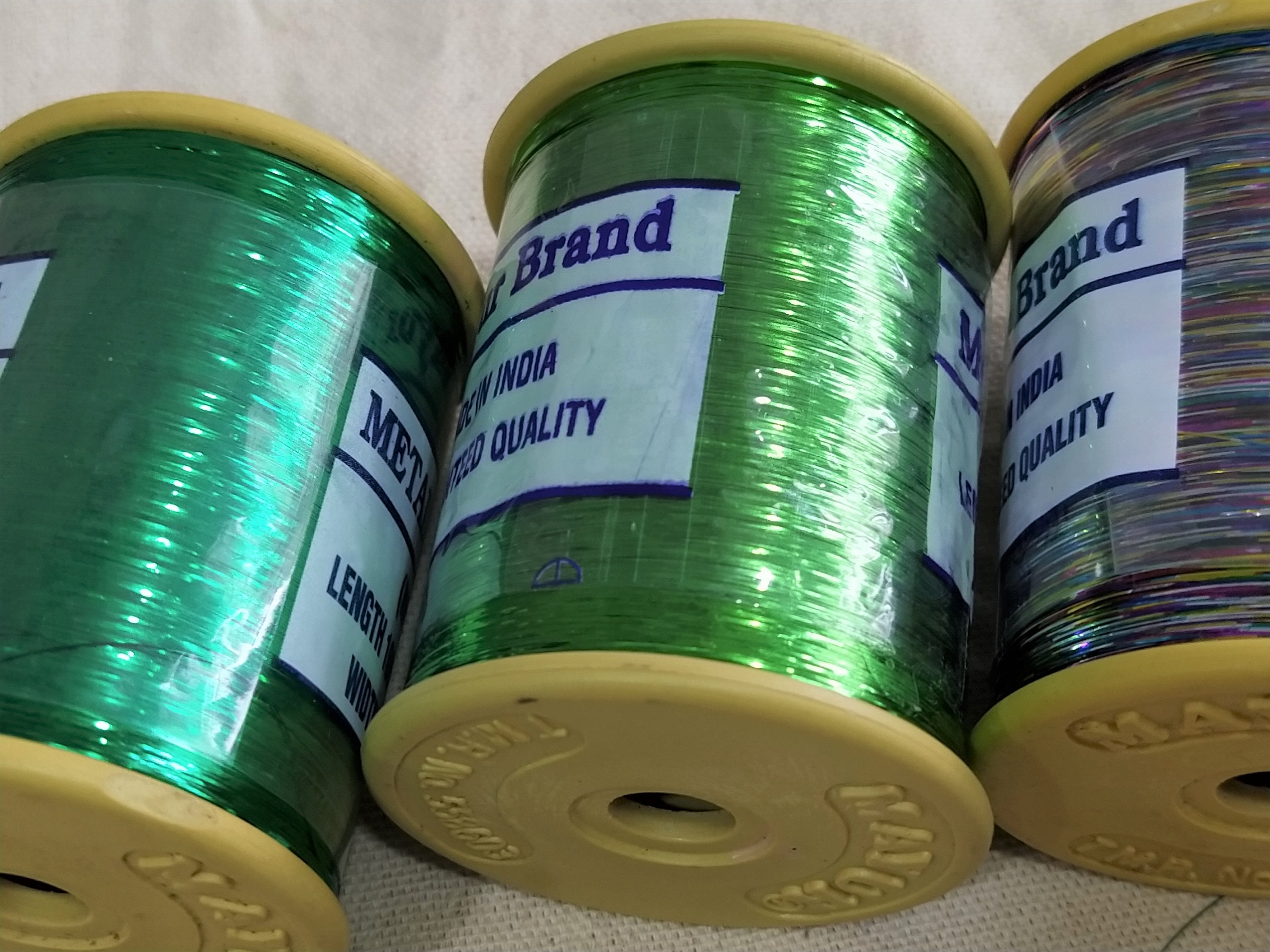 Indian Threads, Premium Metallic Flat Badla [shiny Lurex] Thread for ...