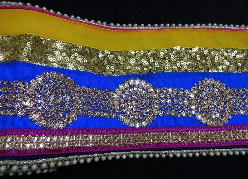 Broad Ribbons Indian Embroidered Lace, Broad Trim, Decorative Ribbon, Sequins Trim ...