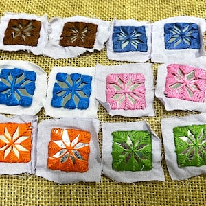 Indian Mirror Appliques, Hand Embroidered Decorative Appliques, Decorative Shisha Mirrors, Craft Supplies - Assorted 12 pcs