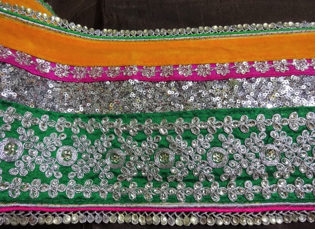 Indian Embroidered Lace, Broad Trim, Decorative Ribbon, Sequins Trim ...