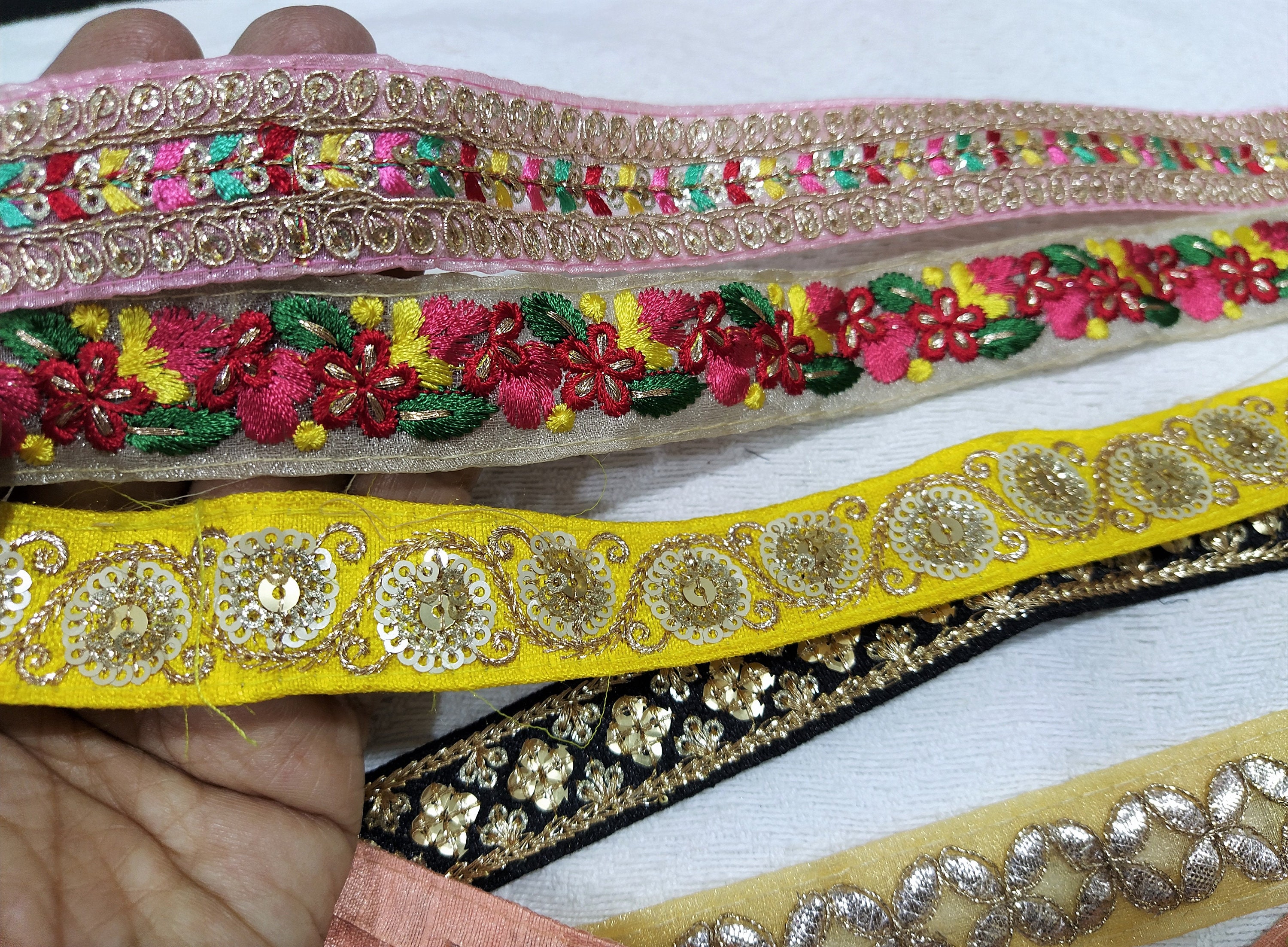 Indian Assorted Embroidered Trims Decorative Laces Sari | Etsy
