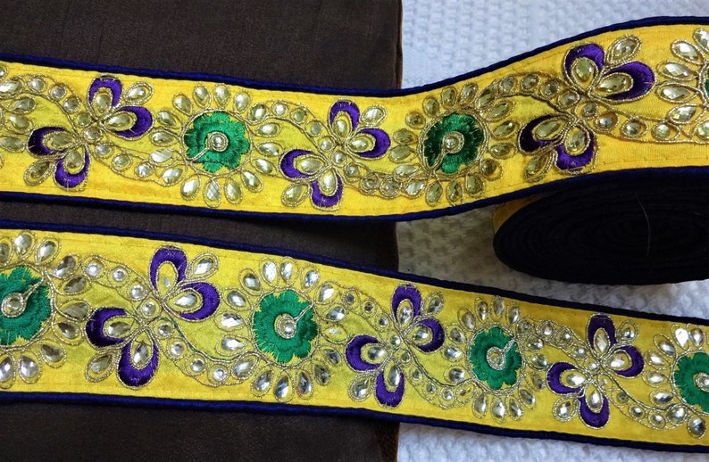 Indian Trim Fabric Lace Decorative Craft Ribbon Embroidered Etsy