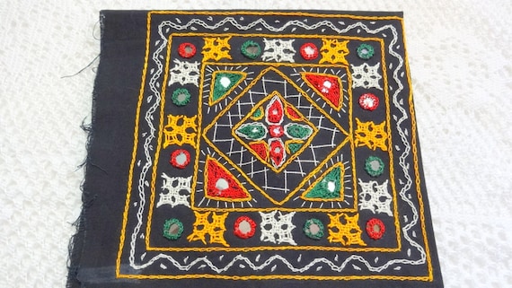 Applique, Mirror Applique, Kutch Hand Embroidered Multi Colored ...