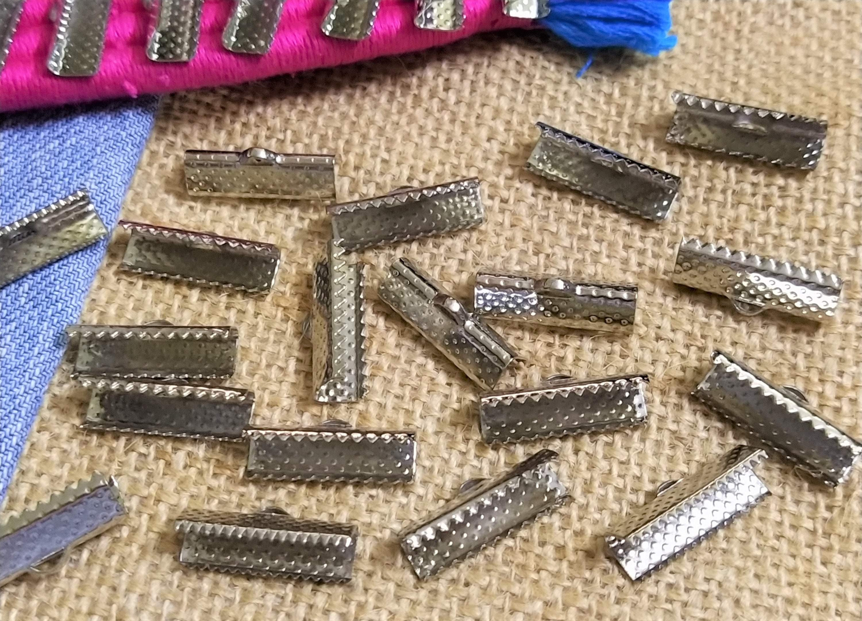 20 MM Silver Plated Metal Ribbon Crimp Cord End Clasp Ribbon Etsy