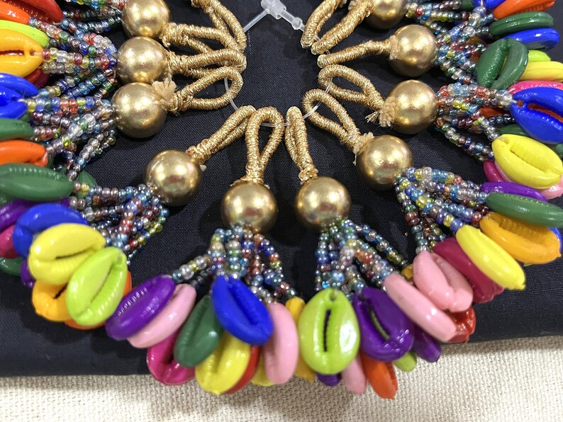 Cowry Shell Colours Acrylic Cowry Shell Motifs, Cowry Shell Bunch Tassels, Beaded Cowrie ...