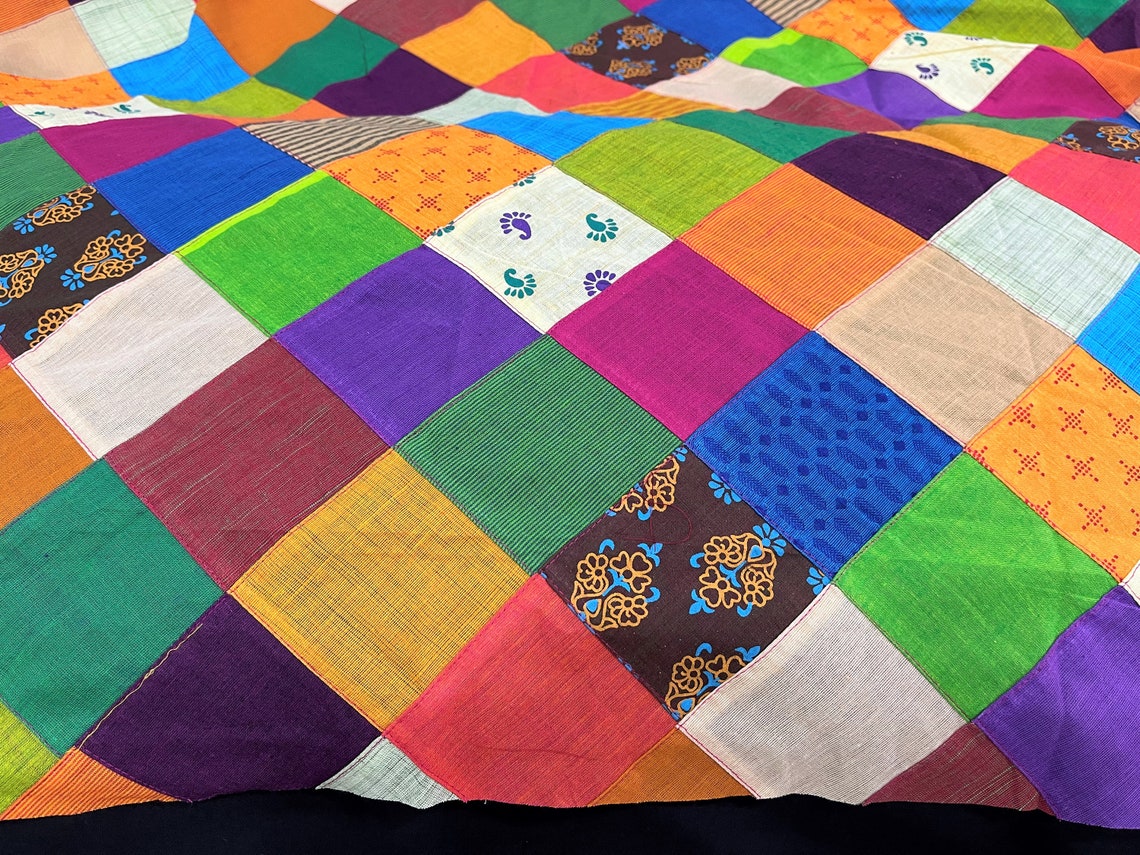 Patchwork Cotton Fabric Indian Recycled Fabric Indian Etsy