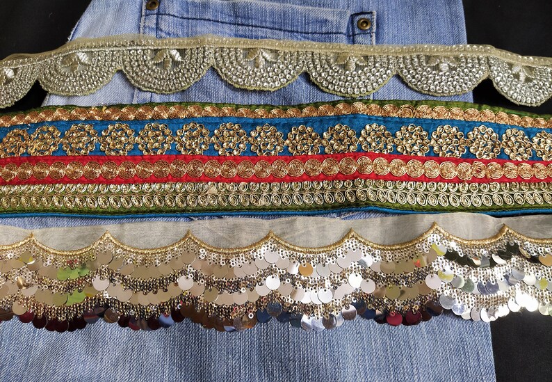 Indian Trims Embroidered Decorative Laces Sari Borders Scrap Etsy