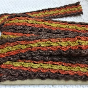 Natural Handspun Jute Trim, Jute Lace, Indian Jute Ribbon, Burlap Lace - Tricolor - 6 Yards