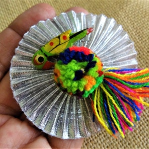 Indian Appliques, Decorative Flower Appliques, Handmade Stick on Appliques, Flat back Appliques, Craft Supplies Parrot and Pom Pom Appliques
