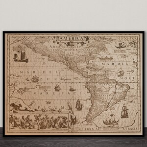Map of the Americas in 1613 Old Map card 5