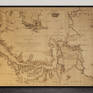 A chart of the Straits of Magellan 1775 Old Map! Instant Download!