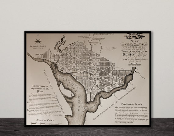 Planof The City Of Washington In The Territory Of Collumbia Etsy