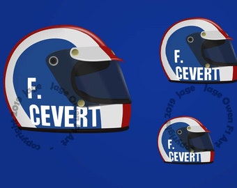 x2 Autocollants Casque Francois Cevert F1 1971