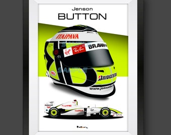 Jenson Button - Angle Helmet F1 Print 2009