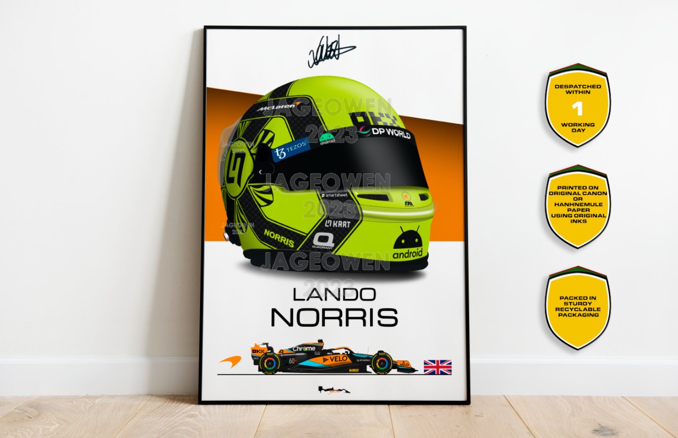 Lando Norris Impresion del casco 2023 Angle F1 Etsy Espana