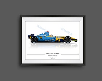 Fernando Alonso Print - Renault R25 F1