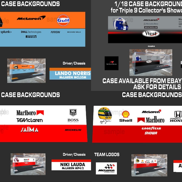 McLaren F1 MP4 Display Case Backdrop for F1 Minichamps 1/18 Lando Senna Prost Lauda Hakkinen Button Hunt