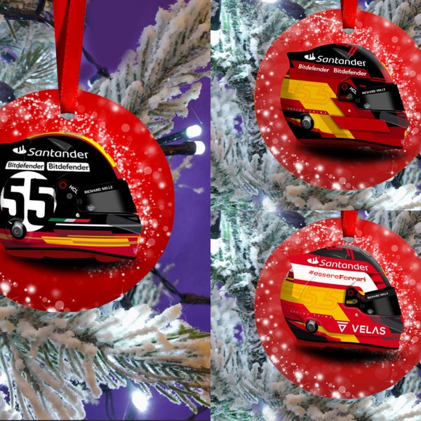 Carlos Sainz F1 2023 Helmet Christmas Tree Decorations Ornaments