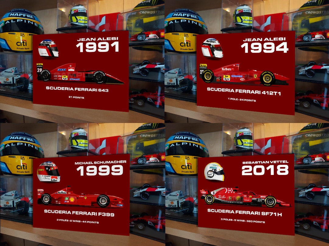 Ferrari F1 Champion Artwork Metal Sign 1975-2024 Lauda Schumacher ...