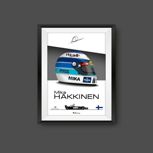 Mika Hakkinen - F1 Helmet Print 1999