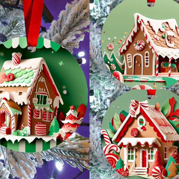 Cute Christmas Family Gingerbread House Christmas Tree Decorations Ornaments