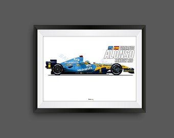 Fernando Alonso Print - Renault R26 F1