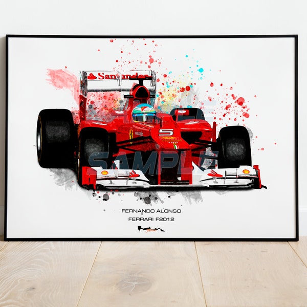 Fernando Alonso Ferrari F2012 F1 Splatter Stampa artistica