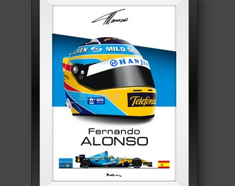 Fernando Alonso - Angle Helmet F1 Print 2006