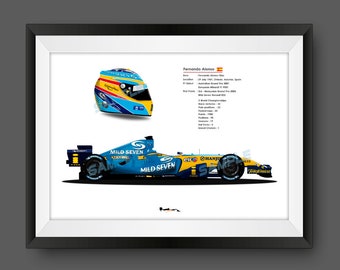 Fernando Alonso 2006 Stats F1 Print - Renault R26