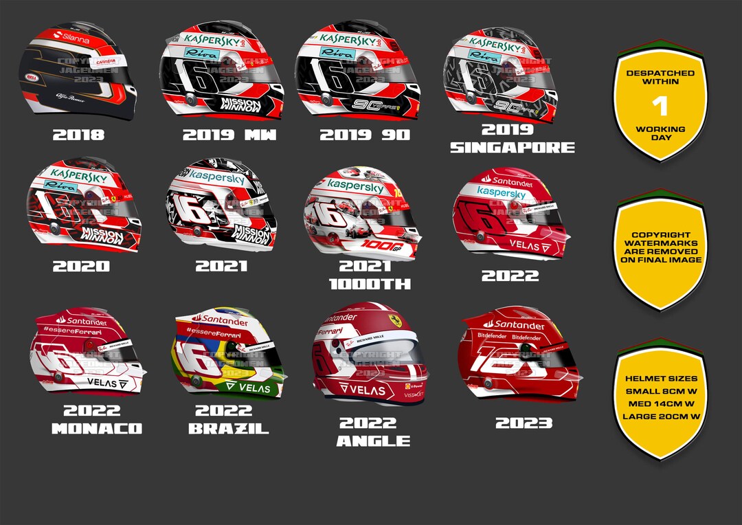 X2 Charles Leclerc F1 Helmet Stickers 2018 2023 Etsy