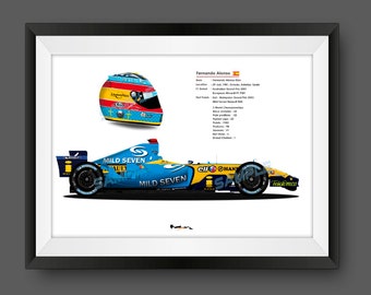 Fernando Alonso 2005 Stats F1 Print - Renault R25