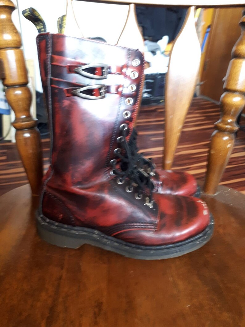 red doc marten boots