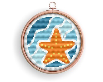 Starfish Cross Stitch Pattern PDF | Modern Sea Star Embroidery Design | Ocean Decor | Instant Download PDF | Cross Stitch Chart