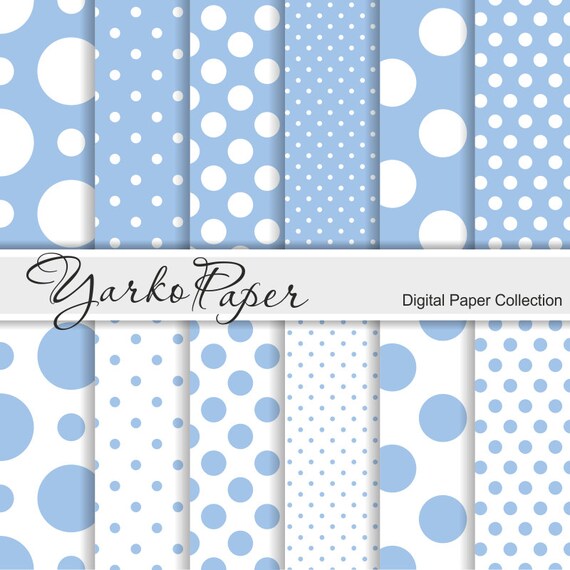 Baby Blue Polka Dot Digital Paper Pack Scrapbook Paper Etsy