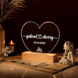 Personalisiertes Nachtlicht als Valentinstagsgeschenk, personalisiertes Nachtlicht in Herzform, Jubiläumsgeschenke für Sie oder Ihn, romantisches Verlobungsgeschenk