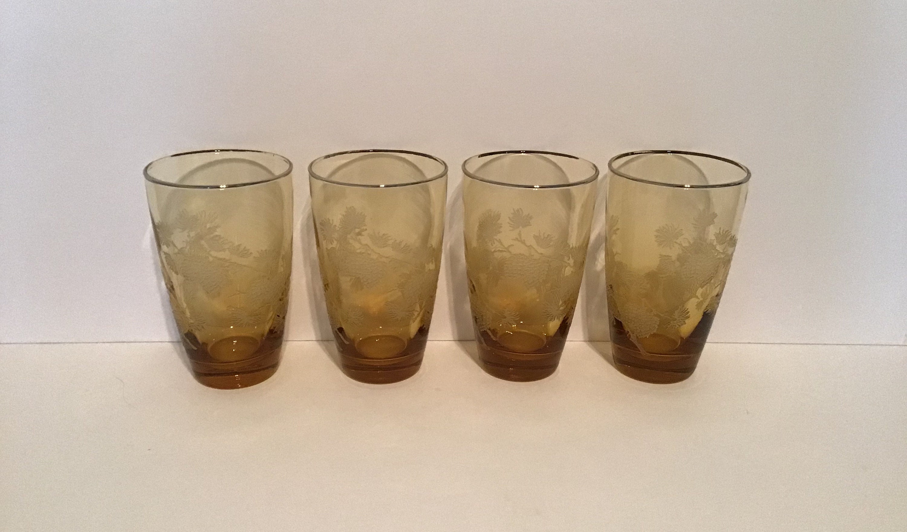 Stackable Yellow Amber Glass Drinking Glasses (Set of 5) – CONVEY