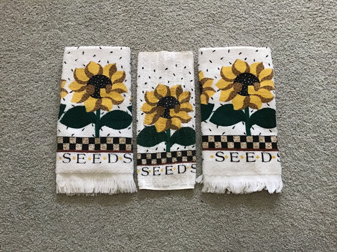 2 Vintage Fringed Terry Cloth Kitchen Towels & 1 Dish Cloth Etsy