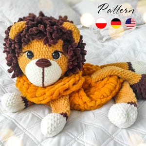 Lion Crochet Pajama Bag Pattern: Amigurumi Plush Holder (PDF)