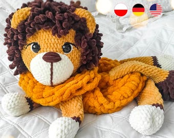 Lion Crochet Pajama Bag Pattern: Amigurumi Plush Holder (PDF)