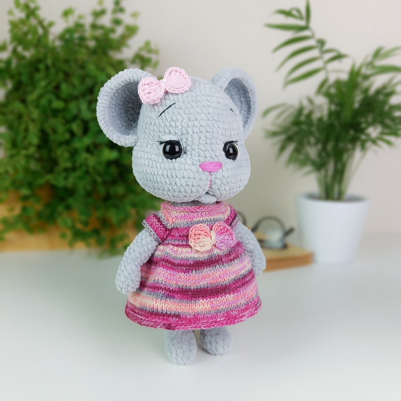 Mouse Crochet Pattern with a dress, Mouse Amigurumi Pattern, Knitting Pattern, Crochet Toys Pattern, Cuddly Toy, English PDF image 3