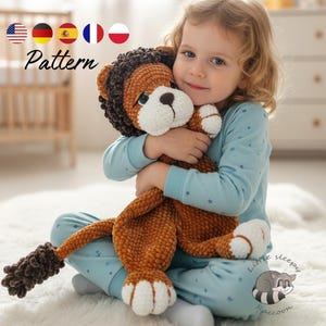 Virkmönster för lejonmys – Amigurumi Lovey-täcke PDF på 3 språk