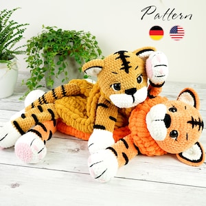 Tiger Crochet Pajama Bag PATTERN: Amigurumi Animal (PDF English German) image 1
