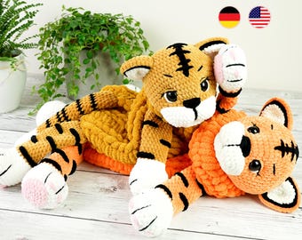 Tiger Crochet Pajama Bag PATTERN: Amigurumi Animal (PDF English German)