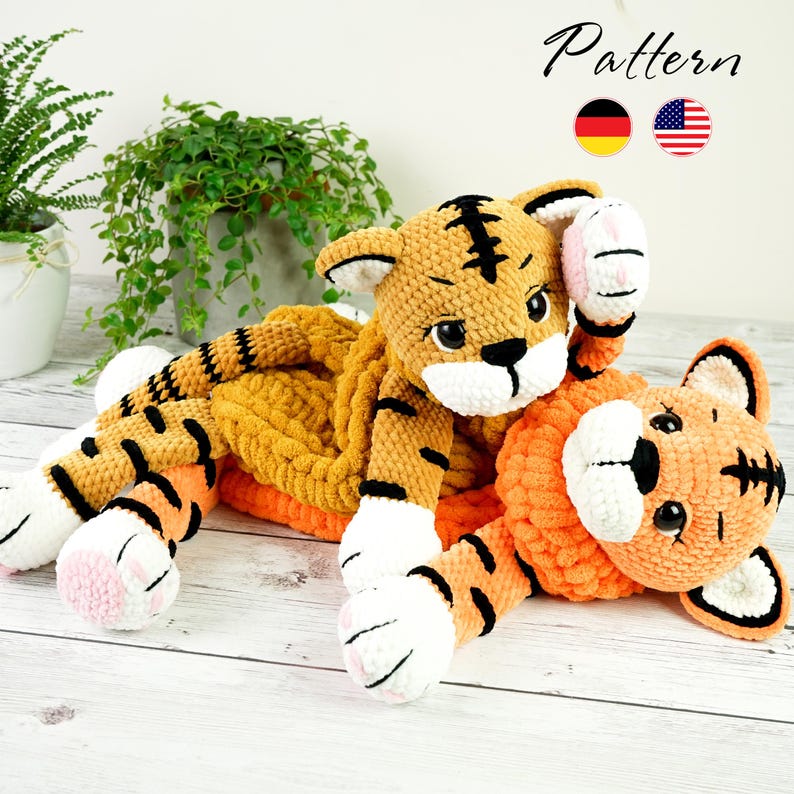 Tiger Crochet Pajama Bag PATTERN: Amigurumi Animal (PDF English German) image 1