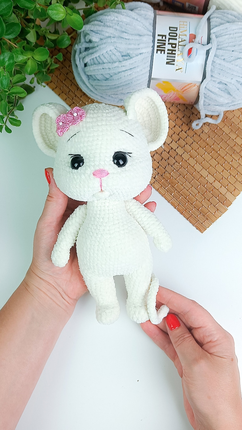 Muis haakpatroon met jurkje, muis amigurumi patroon, breipatroon, haak speelgoed patroon, knuffel, Engelse PDF afbeelding 8