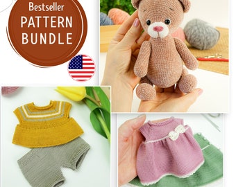 Pattern Bundle | Crochet Pattern Teddy Bear | Bear and Clothes Pattern | Clothes Pattern | Knitting Pattern | Amigurumi Pattern