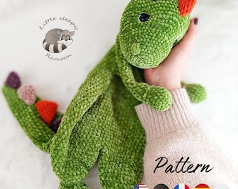 Dinosaur Crochet Snuggler Pattern – Amigurumi Lovey Comforter PDF in  4 Languages